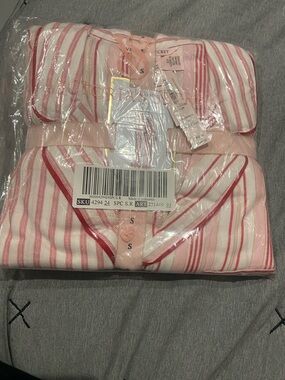 Victoria's Secret Pink and White Striped Pajama Set